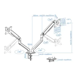 Soporte Tooq DB4132TNR-G Sobremesa Dual 17/32