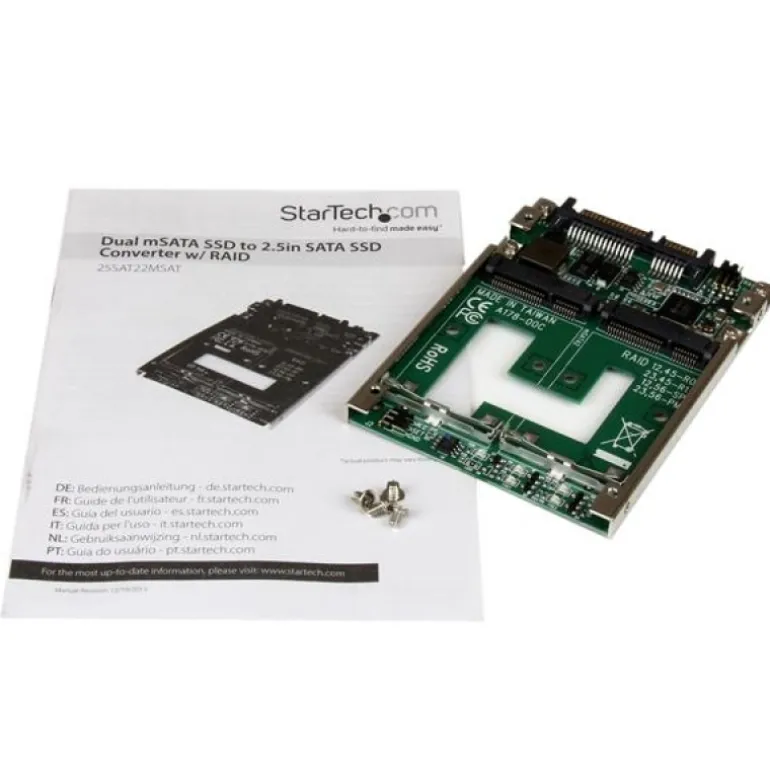 Startech Conversor de SSD mSATA Doble a SATA RAID de 2,5" - Adaptador