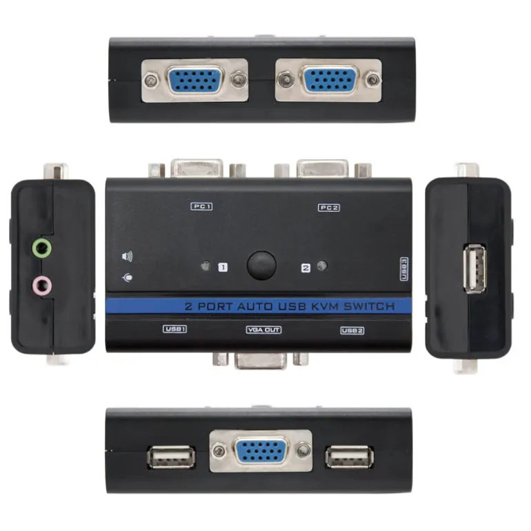 Switch KVM Nanocable 10.12.0001 VGA USB 1U-2PC+Cable Negro
