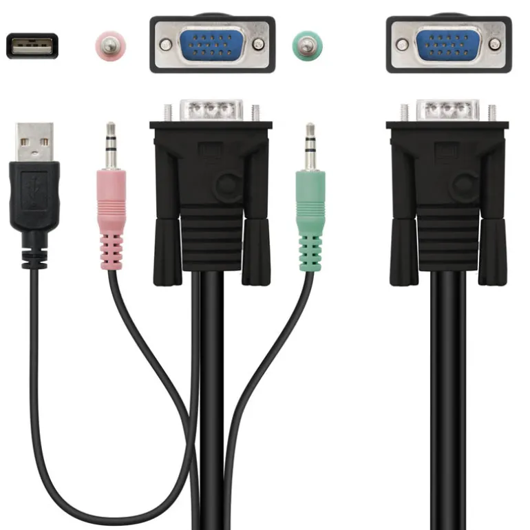 Switch KVM Nanocable 10.12.0001 VGA USB 1U-2PC+Cable Negro