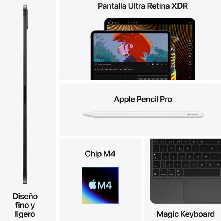 Tablet Apple iPad Pro 2024 13" M4 16GB 2TB Wi-Fi + Cellular Plata