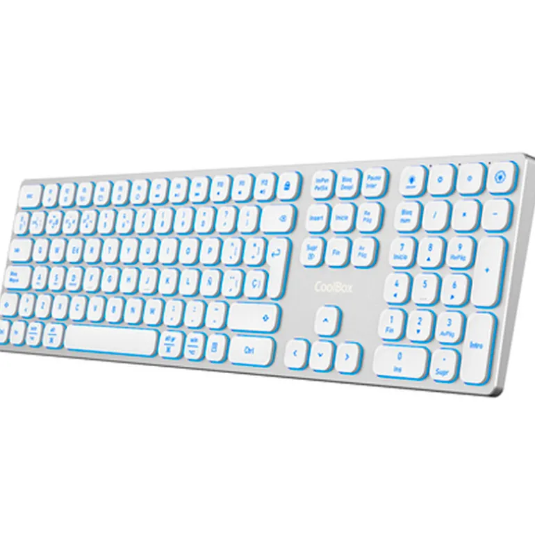 Teclado Coolbox Moonlight B431 ISO-ES Retroiluminado Inalambrico Blanco