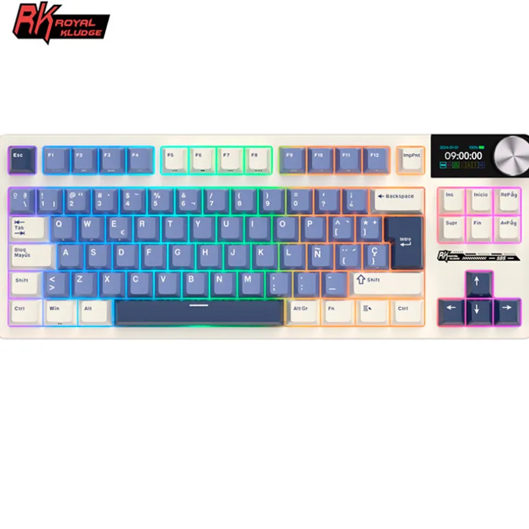 Teclado Gaming Royal Kludge RKS85 ISO-ES RGB Hot-Swappable Switch Beige Wireless Horizon Blue
