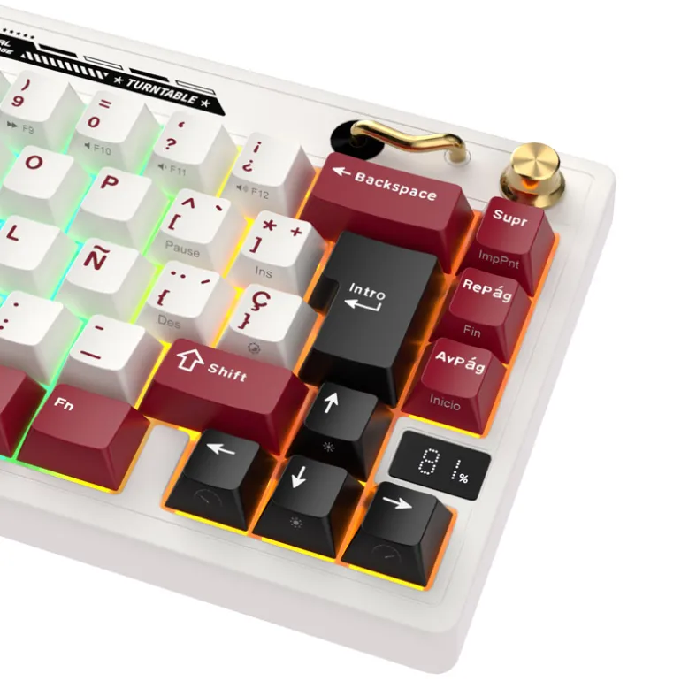 Teclado Gaming Royal Kludge RKM65 ISO-ES RGB Hot-Swappable Switch Cream Wireless Famicom