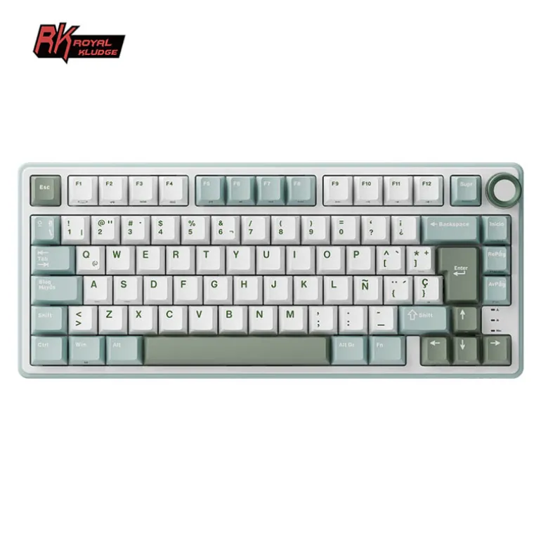 Teclado para Mac y Windows Royal Kludge RKR75 ISO-ES Hot-Swappable Switch Silver Speed Skycyan