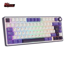 Teclado para Mac y Windows Royal Kludge RKM70 ISO-ES RGB Hot-Swappable Switch Cream Wireless Cyan Purple