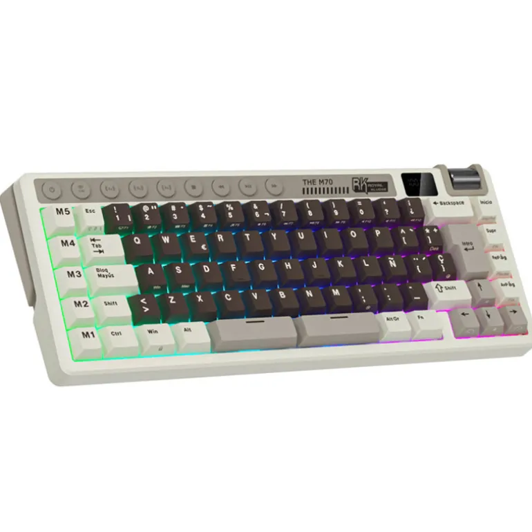 Teclado para Mac y Windows Royal Kludge RKL75 ISO-ES RGB Hot-Swappable Switch Cream Wireless Palm Green