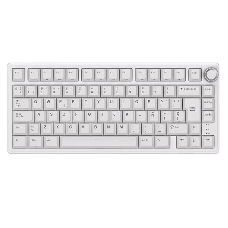 Teclado para Mac y Windows Royal Kludge RKR75 ISO-ES Hot-Swappable Switch Silver Speed White Edition