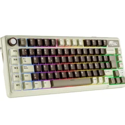 Teclado para Mac y Windows Royal Kludge RKL75 ISO-ES RGB Hot-Swappable Switch Cream Wireless Mokko Grey