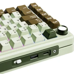 Teclado para Mac y Windows Royal Kludge RKL75 ISO-ES RGB Hot-Swappable Switch Beige Wireless Palm Green