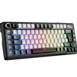 Teclado para Mac y Windows Royal Kludge RKL75 ISO-ES RGB Hot-Swappable Switch Cream Wireless Knight Black