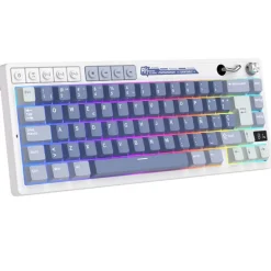 Teclado para Mac y Windows Royal Kludge RKM65 ISO-ES RGB Hot-Swappable Switch Cream Wireless Ocean Blue