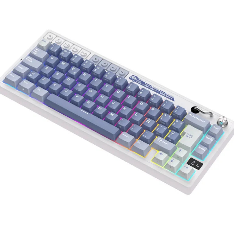 Teclado para Mac y Windows Royal Kludge RKM65 ISO-ES RGB Hot-Swappable Switch Cream Wireless Ocean Blue