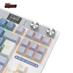 Teclado para Mac y Windows Royal Kludge RKM87 ISO-ES RGB Hot-Swappable Switch Cream Wireless Ocean Blue