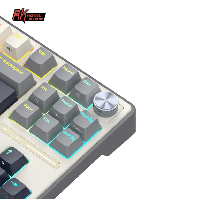 Teclado para Mac y Windows Royal Kludge R87Pro ISO-ES RGB Hot-Swappable Switch Brown Half Grey