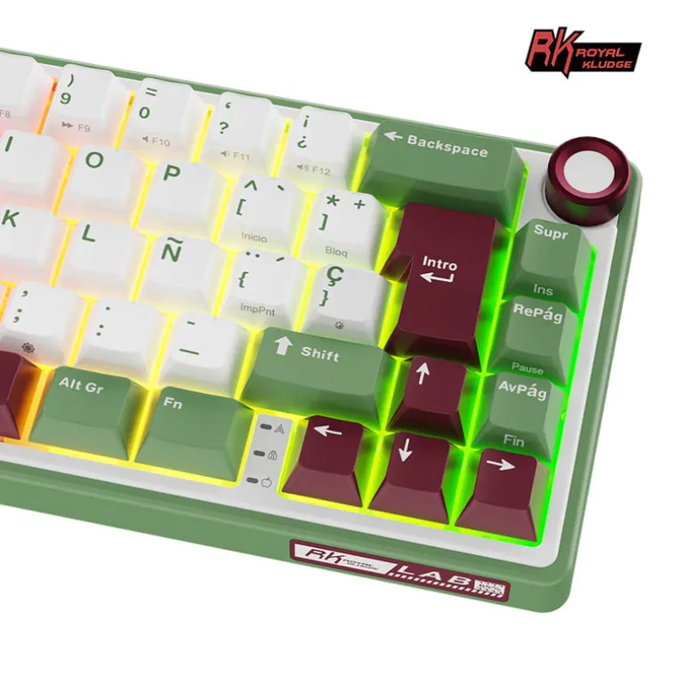 Teclado para Mac y Windows Royal Kludge RKR65 ISO-ES Hot-Swappable Switch Brown Green Sand
