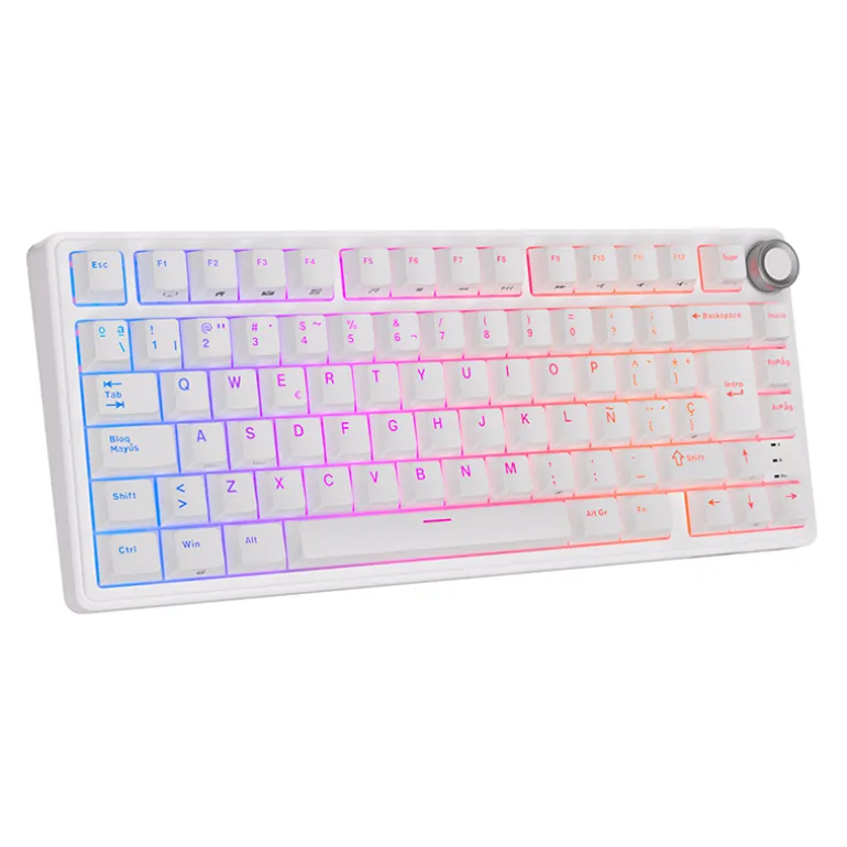 Teclado para Mac y Windows Royal Kludge RKR75 ISO-ES Hot-Swappable Switch Brown White Edition