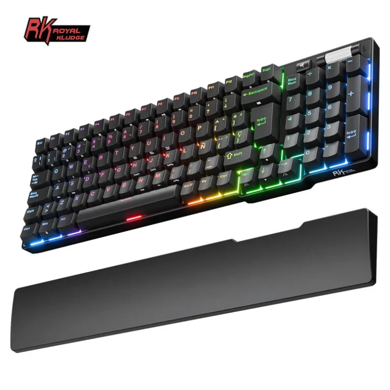Teclado para Mac y Windows Royal Kludge RKR87 ISO-ES Hot-Swappable Switch Brown Blanco