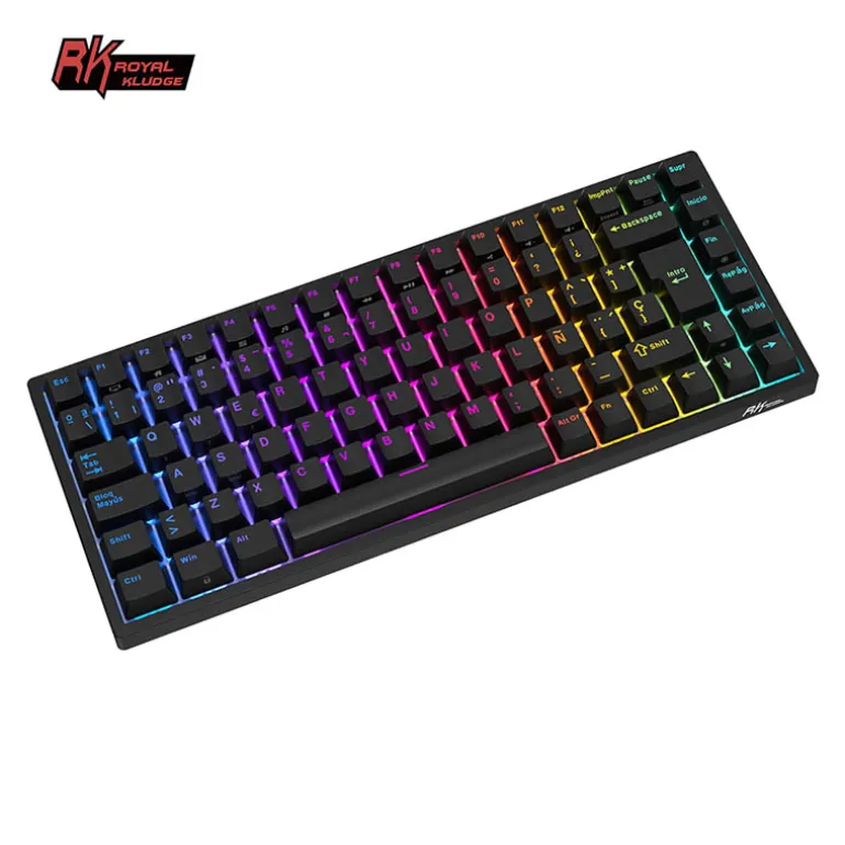 Teclado para Mac y Windows Royal Kludge RK84 ISO-ES Hot-Swappable Switch Brown Wireless Blanco