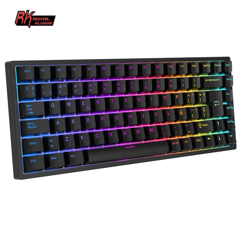 Teclado para Mac y Windows Royal Kludge RK84 ISO-ES Hot-Swappable Switch Brown Wireless Blanco