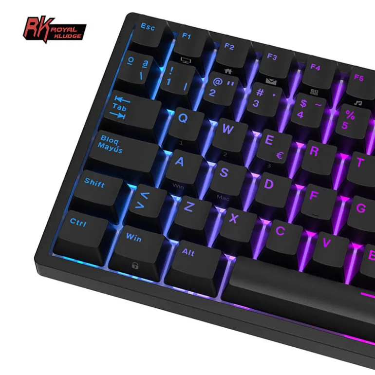 Teclado para Mac y Windows Royal Kludge RK84 ISO-ES Hot-Swappable Switch Brown Wireless Blanco