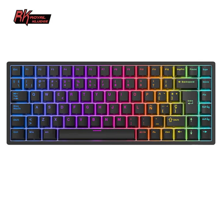Teclado para Mac y Windows Royal Kludge RK84 ISO-ES Hot-Swappable Switch Brown Wireless Blanco