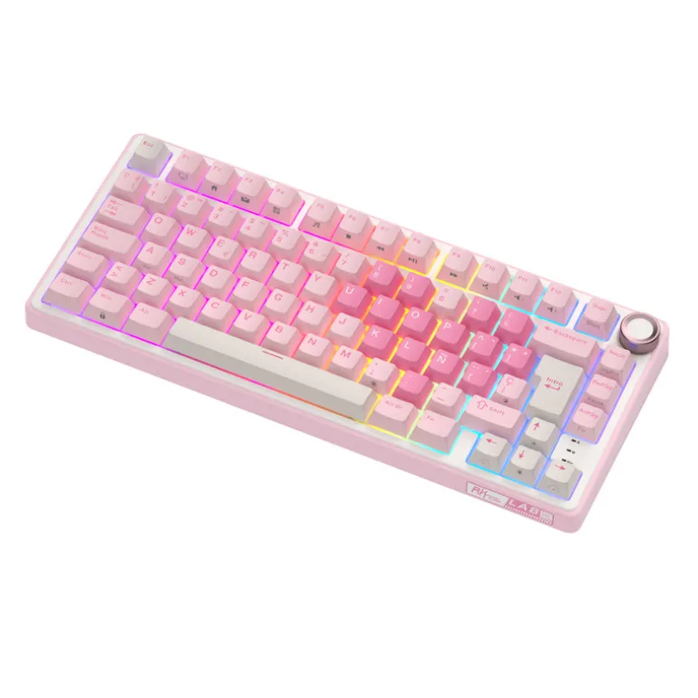 Teclado Royal Kludge R75 Hot Swap Switch Cream Pink Melody