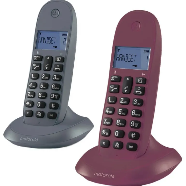 Teléfono Fijo Motorola C1002 LB Duo Gris Granate