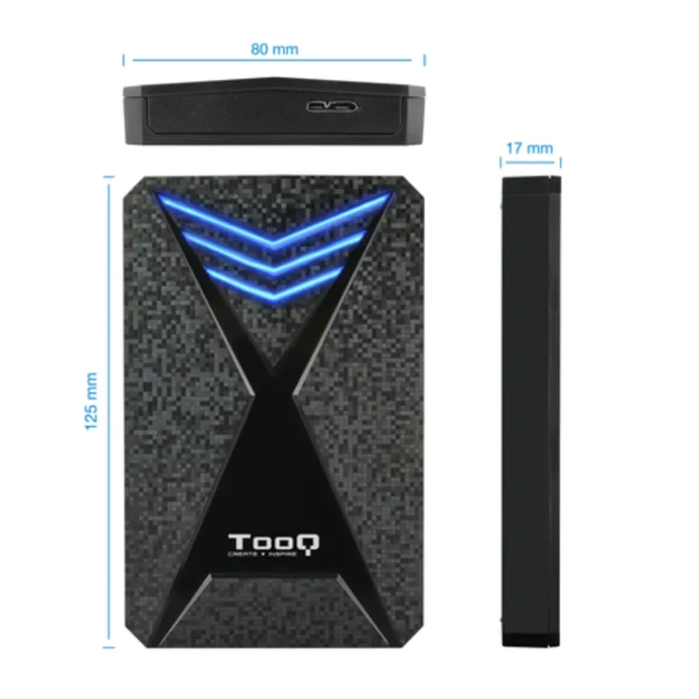 Tooq TQE-2550BL Gaming LED 2.5" SATA3 USB 3.0/3.1 Gen1 Azul - Carcasa Externa