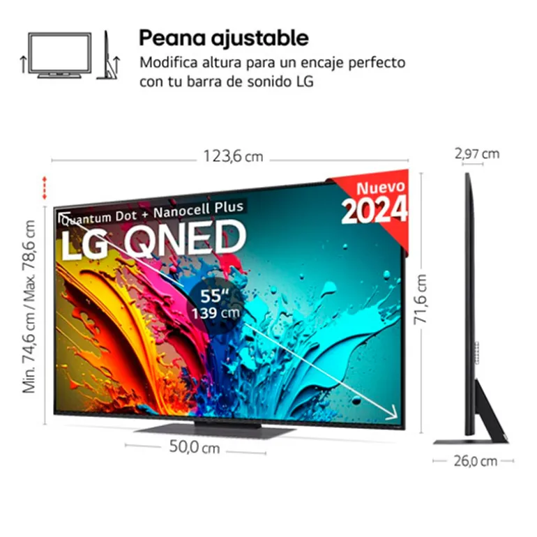 TV/Televisión LG QNED AI 55QNED87T6B 55" Smart TV QNED UHD 4K 120Hz HDMI 2.1 HDR