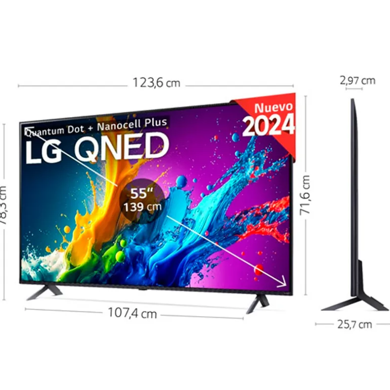 TV/Televisión LG QNED 55QNED80T6A 55" Smart TV QNED UHD 4K 60Hz HDMI 2.1 HDR