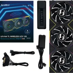 Ventilador Lian Li Uni Fan TL120 Wireless LCD ARGB Reverse Blade 120mm Triple Pack Negro