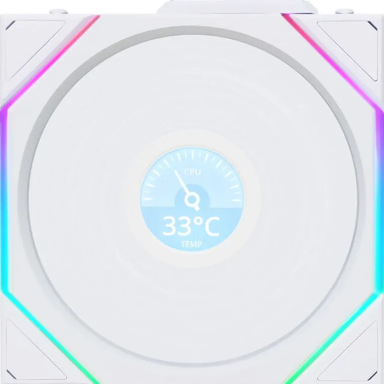 Ventilador Lian Li Uni Fan TL120 Wireless LCD ARGB Reverse Blade 120mm Triple Pack Blanco